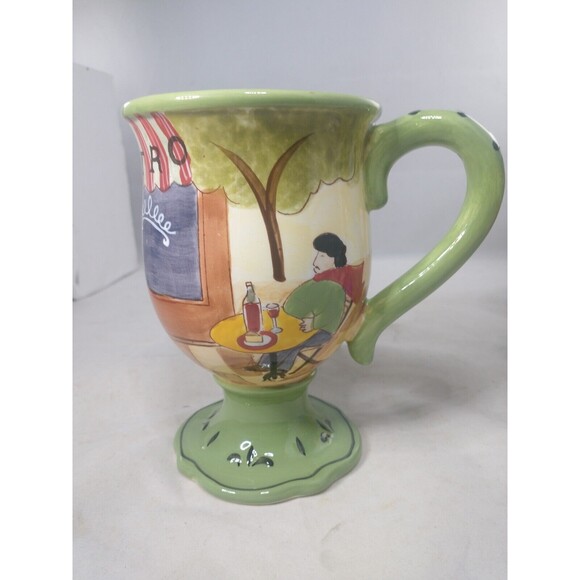 Jennifer Brinley Bistro Coffe Mug Cup Certified International Pedestal Set Of 3 - Picture 13 of 16
